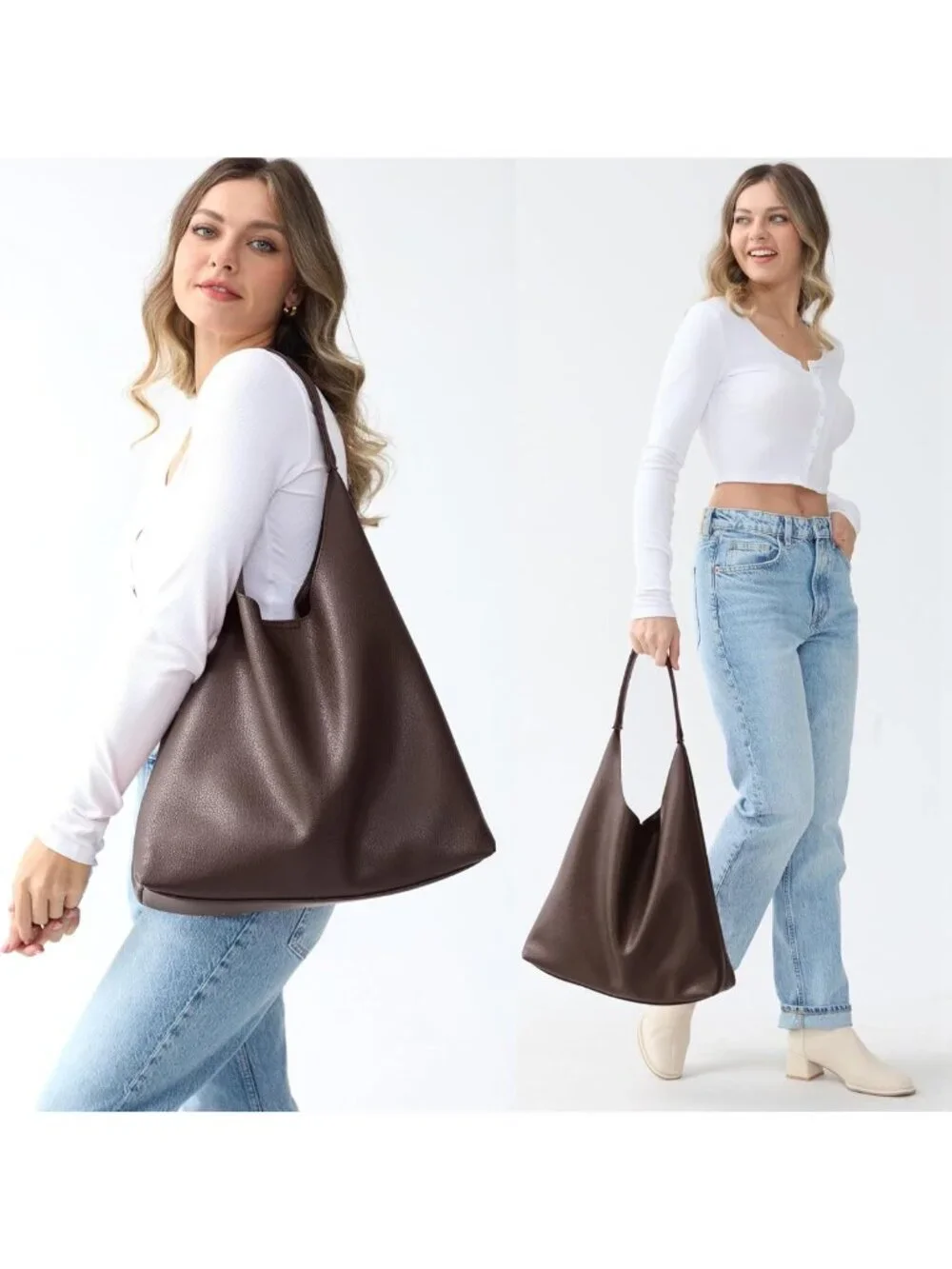 Soft Vegan Leather Hobo Bag for Women | Slouchy Shoulder Tote Purse